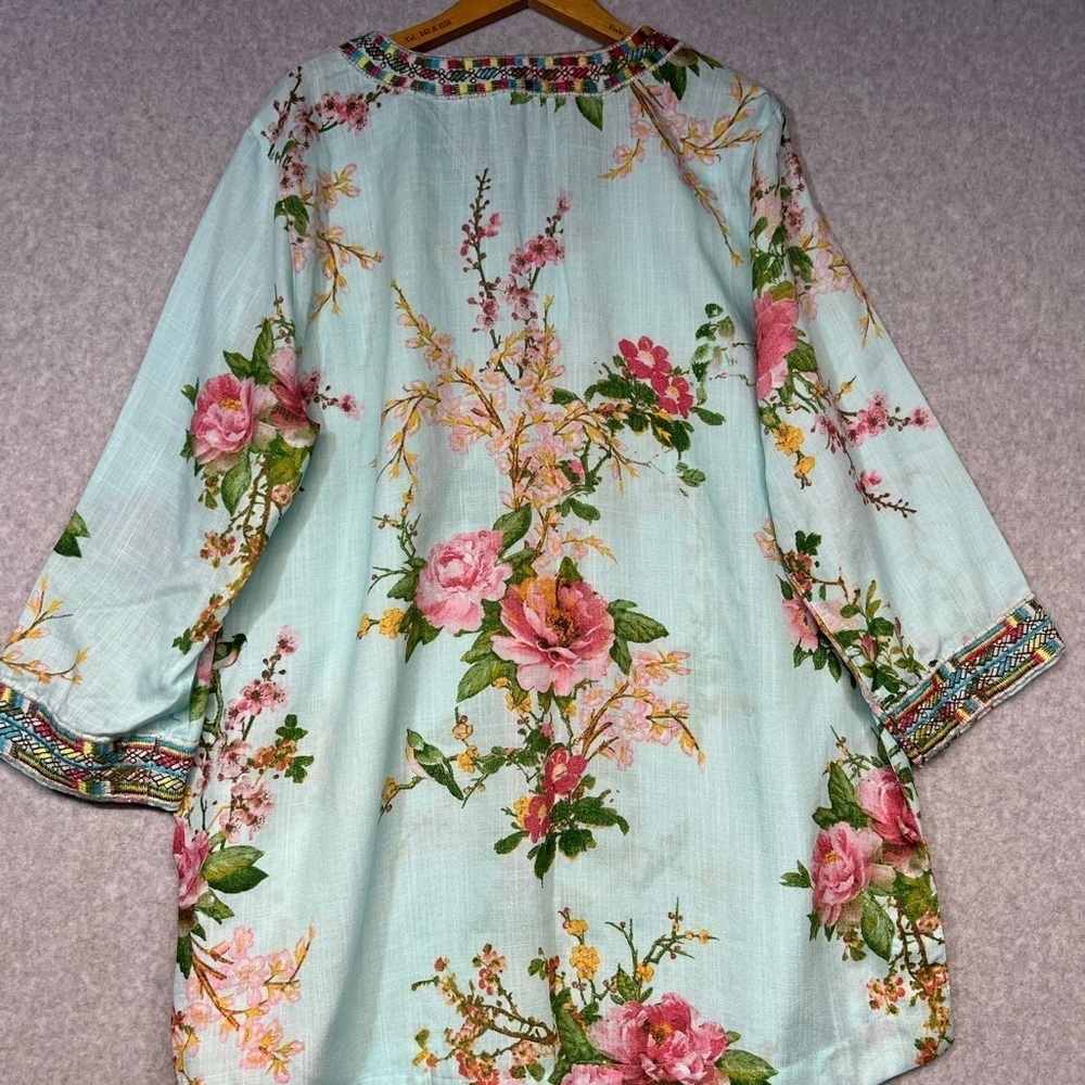 Soft Surroundings Floral Embroidered Tunic - Light Blue and Pink - Picture 5 of 5